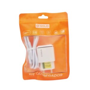 Kit Carregador com Cabo Tipo V8 / Micro usb 3.1A a'Gold